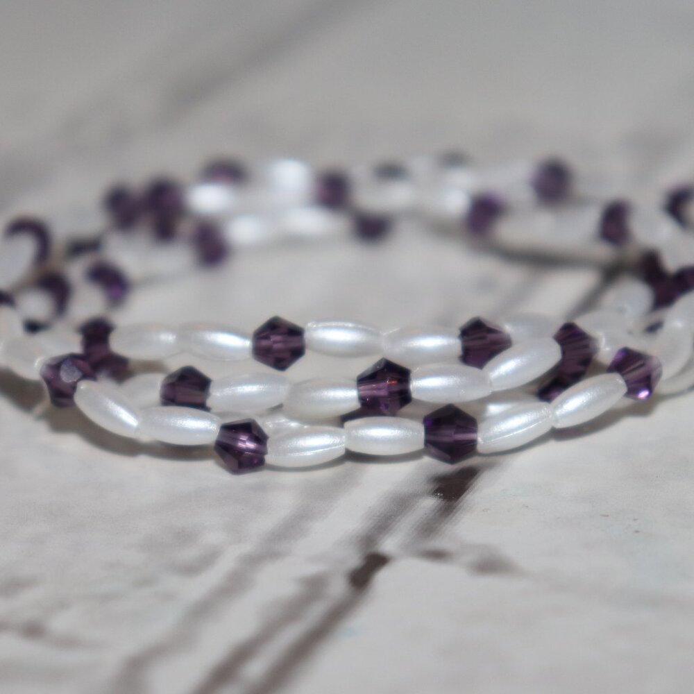 ✨ Lavender Luxe Bracelet Set · Pearls & Purple Crystal Beads · 7" ✨
